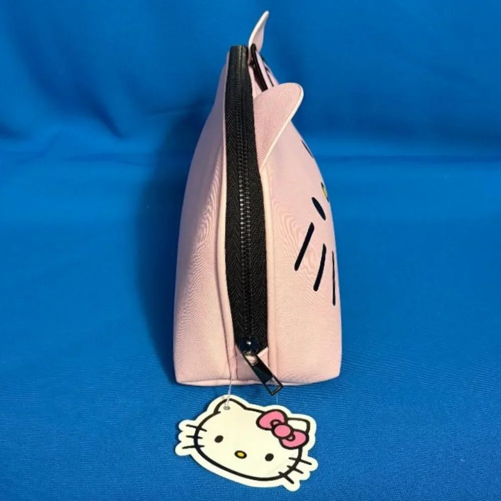 NEW / NWT HELLO KITTY LIMITED EDITION THINK PINK COSMETIC BAG / MAKEUP POUCH